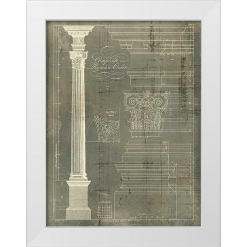 Column Blueprint I White Modern Wood Framed Art Print by Sheraton, Thomas