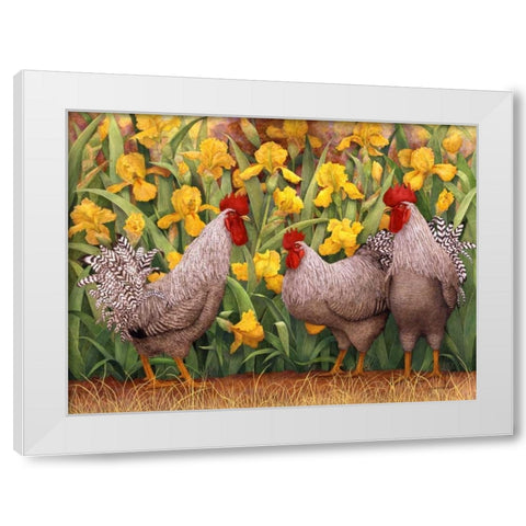 Roosters en Place II White Modern Wood Framed Art Print by Matcham, Marcia