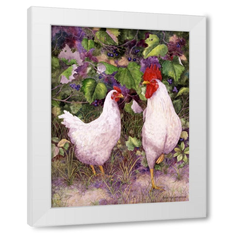 Roosters en Place IV White Modern Wood Framed Art Print by Matcham, Marcia