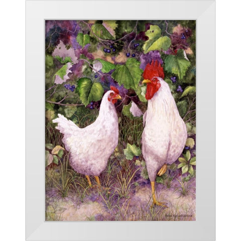Roosters en Place IV White Modern Wood Framed Art Print by Matcham, Marcia