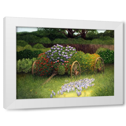 Flower Wagon White Modern Wood Framed Art Print by Matcham, Marcia