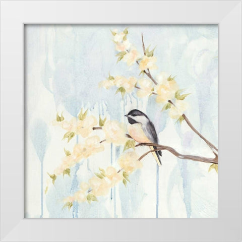 Spring Chickadees I White Modern Wood Framed Art Print by Reynolds, Jade
