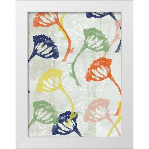 Stamped Floral I White Modern Wood Framed Art Print by Goldberger, Jennifer