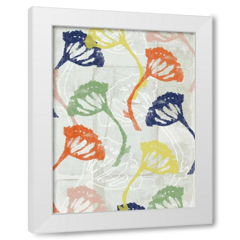 Stamped Floral II White Modern Wood Framed Art Print by Goldberger, Jennifer