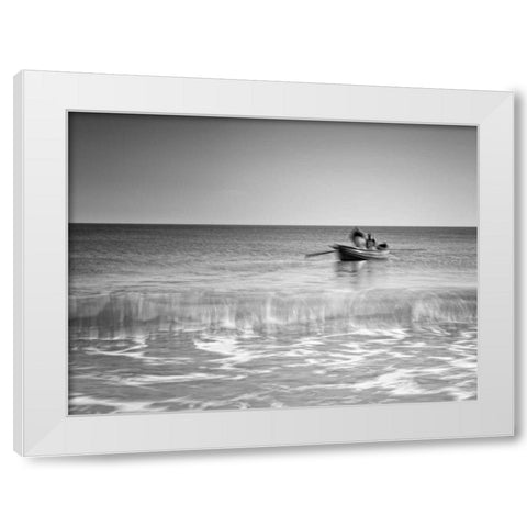 The Fishermen White Modern Wood Framed Art Print by Henson, Martin