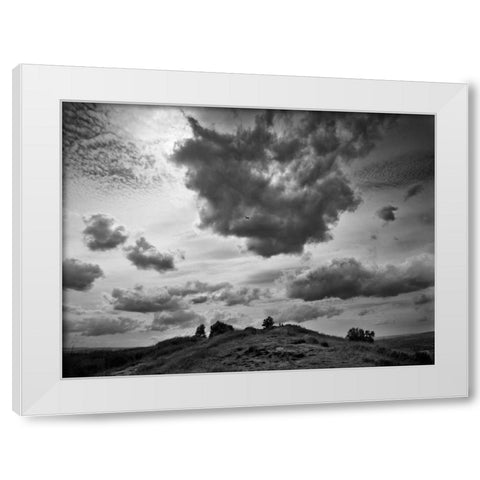 Hill Top Landscape White Modern Wood Framed Art Print by Henson, Martin