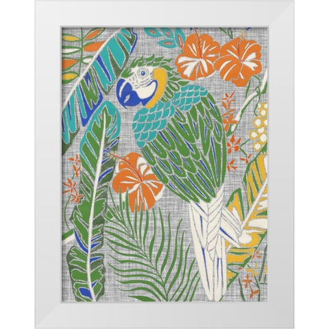 Tropical Macaw White Modern Wood Framed Art Print by Zarris, Chariklia