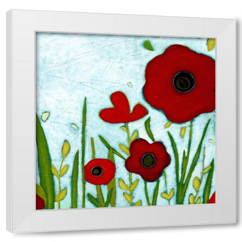 Precious Poppies IV White Modern Wood Framed Art Print by Vess, June Erica