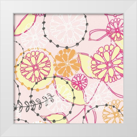 Daisy Chain V White Modern Wood Framed Art Print by Benyon, Ali