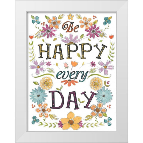 Happy Sentiments II White Modern Wood Framed Art Print by Vess, June Erica