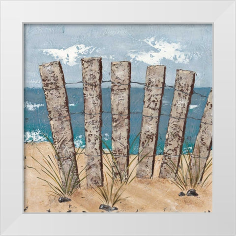 Beach Scene Triptych I White Modern Wood Framed Art Print by Reynolds, Jade