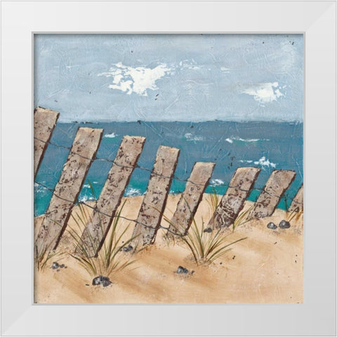 Beach Scene Triptych II White Modern Wood Framed Art Print by Reynolds, Jade