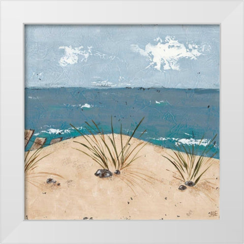 Beach Scene Triptych III White Modern Wood Framed Art Print by Reynolds, Jade
