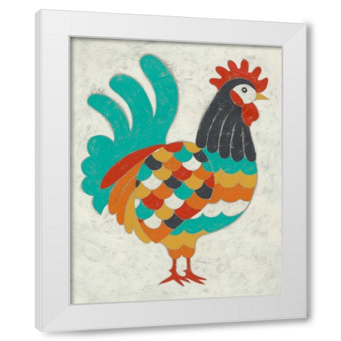 Country Chickens I White Modern Wood Framed Art Print by Zarris, Chariklia