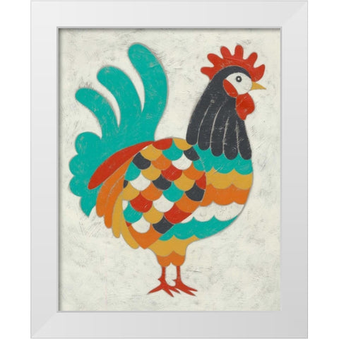 Country Chickens I White Modern Wood Framed Art Print by Zarris, Chariklia