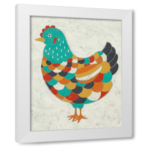 Country Chickens II White Modern Wood Framed Art Print by Zarris, Chariklia