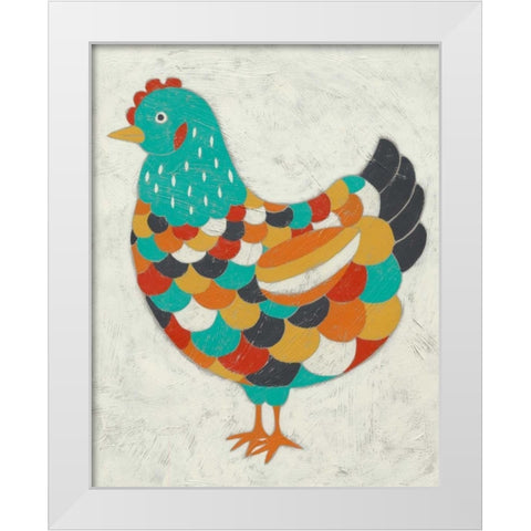 Country Chickens II White Modern Wood Framed Art Print by Zarris, Chariklia