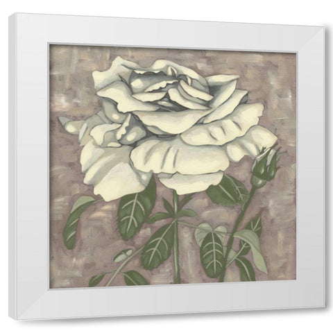 Silver Rose I White Modern Wood Framed Art Print by Zarris, Chariklia