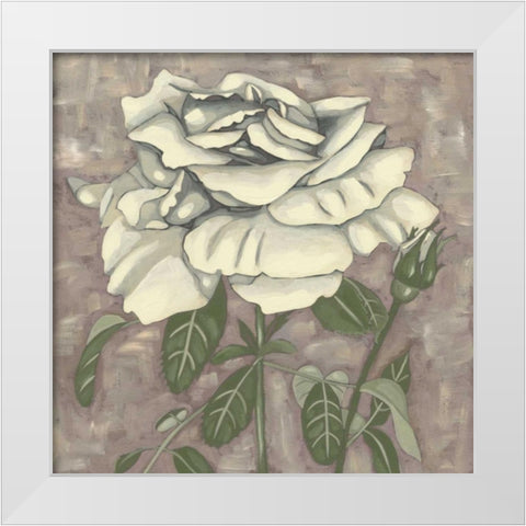 Silver Rose I White Modern Wood Framed Art Print by Zarris, Chariklia