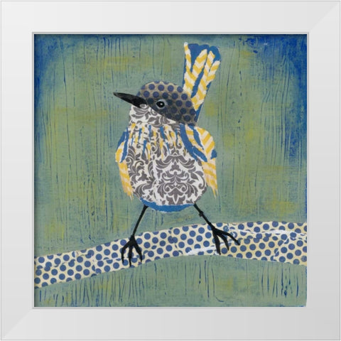 Patchwork Wren I White Modern Wood Framed Art Print by Popp, Grace