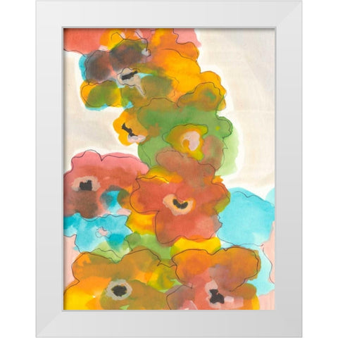 Floral Cascade I White Modern Wood Framed Art Print by Fuchs, Jodi