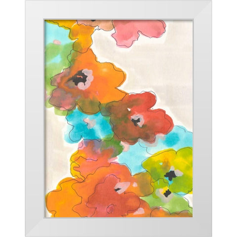 Floral Cascade II White Modern Wood Framed Art Print by Fuchs, Jodi