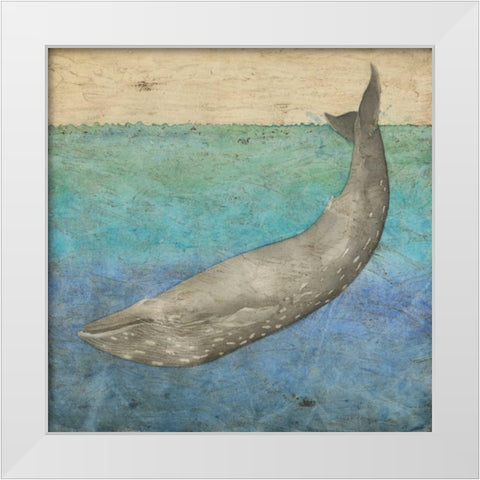 Diving Whale I White Modern Wood Framed Art Print by Meagher, Megan