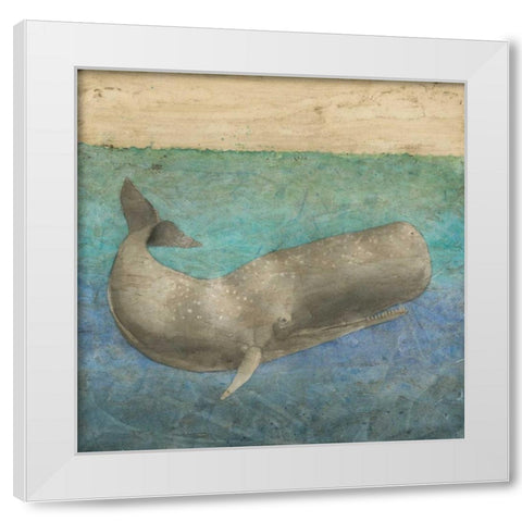 Diving Whale II White Modern Wood Framed Art Print by Meagher, Megan
