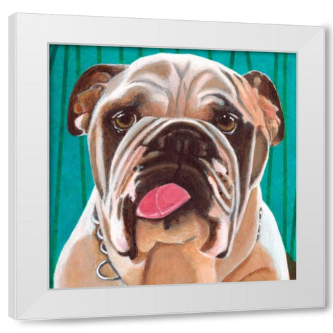 Dlynns Dogs - Bosco White Modern Wood Framed Art Print by Roll, Dylnn