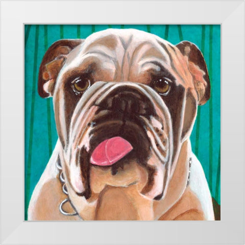 Dlynns Dogs - Bosco White Modern Wood Framed Art Print by Roll, Dylnn