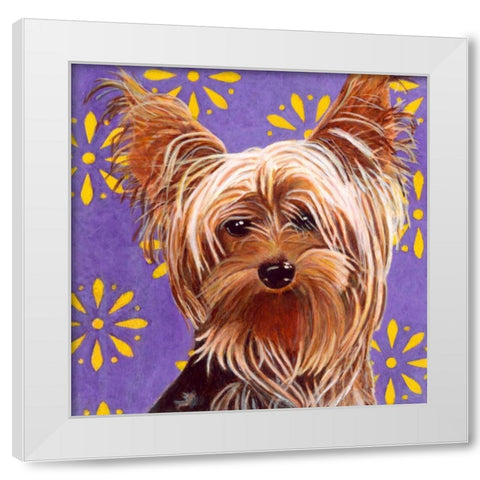 Dlynns Dogs - Ringo White Modern Wood Framed Art Print by Roll, Dylnn