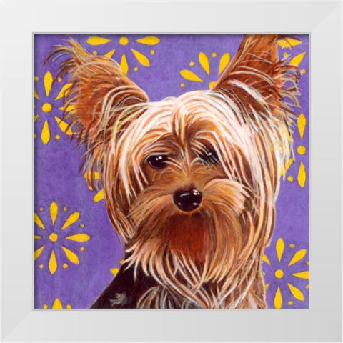 Dlynns Dogs - Ringo White Modern Wood Framed Art Print by Roll, Dylnn