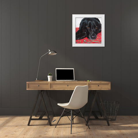 Dlynns Dogs - Tallulah White Modern Wood Framed Art Print by Roll, Dylnn