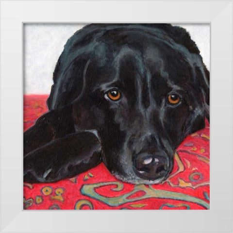 Dlynns Dogs - Tallulah White Modern Wood Framed Art Print by Roll, Dylnn