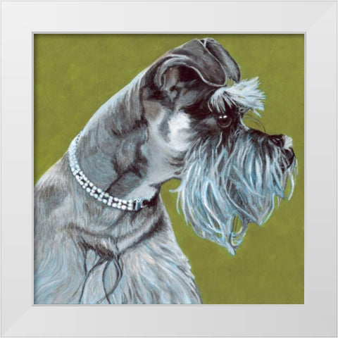 Dlynns Dogs - Zoee White Modern Wood Framed Art Print by Roll, Dylnn