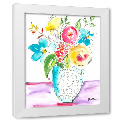 Flower Burst Vase I White Modern Wood Framed Art Print by Minasian, Julia