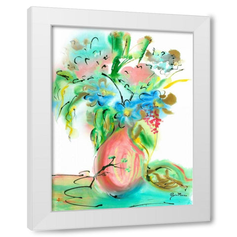 Flower Burst Vase II White Modern Wood Framed Art Print by Minasian, Julia