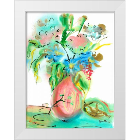 Flower Burst Vase II White Modern Wood Framed Art Print by Minasian, Julia