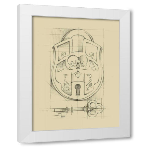Vintage Padlock I White Modern Wood Framed Art Print by Harper, Ethan