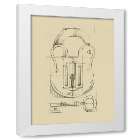 Vintage Padlock II White Modern Wood Framed Art Print by Harper, Ethan
