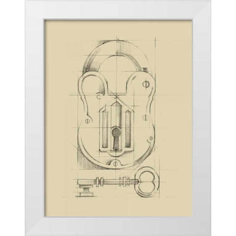 Vintage Padlock II White Modern Wood Framed Art Print by Harper, Ethan