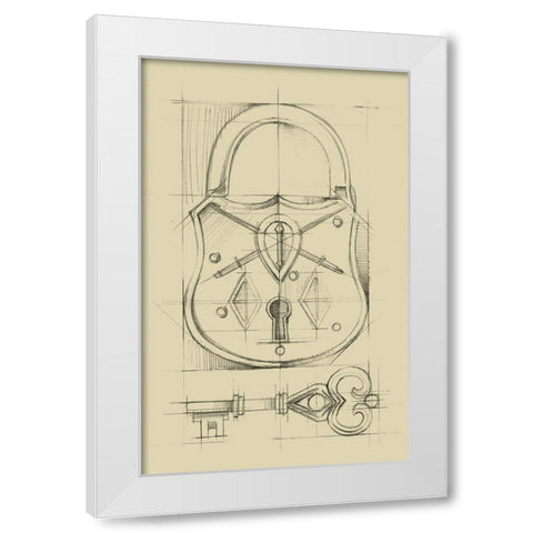 Vintage Padlock III White Modern Wood Framed Art Print by Harper, Ethan