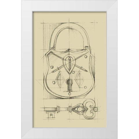 Vintage Padlock III White Modern Wood Framed Art Print by Harper, Ethan