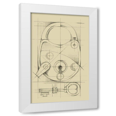 Vintage Padlock IV White Modern Wood Framed Art Print by Ethan Harper