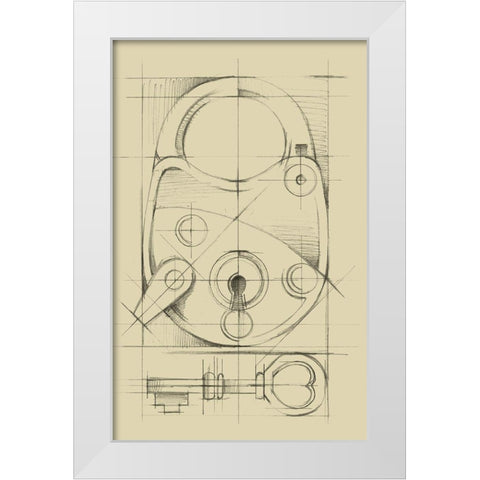 Vintage Padlock IV White Modern Wood Framed Art Print by Ethan Harper