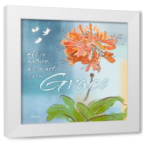 Blue Floral Inspiration III White Modern Wood Framed Art Print by Evelia Designs