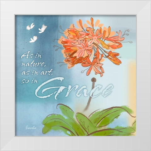 Blue Floral Inspiration III White Modern Wood Framed Art Print by Evelia Designs