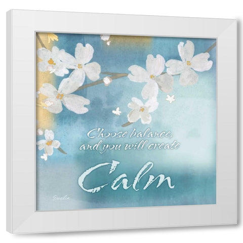 Blue Floral Inspiration IV White Modern Wood Framed Art Print by Evelia Designs