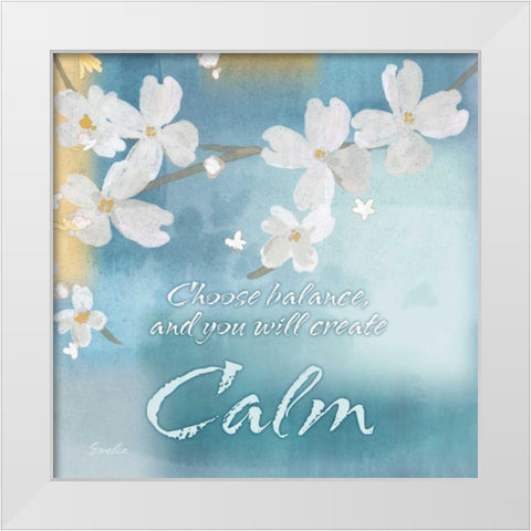 Blue Floral Inspiration IV White Modern Wood Framed Art Print by Evelia Designs