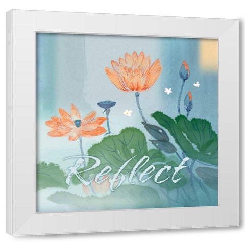Blue Floral Inspiration V White Modern Wood Framed Art Print by Evelia Designs